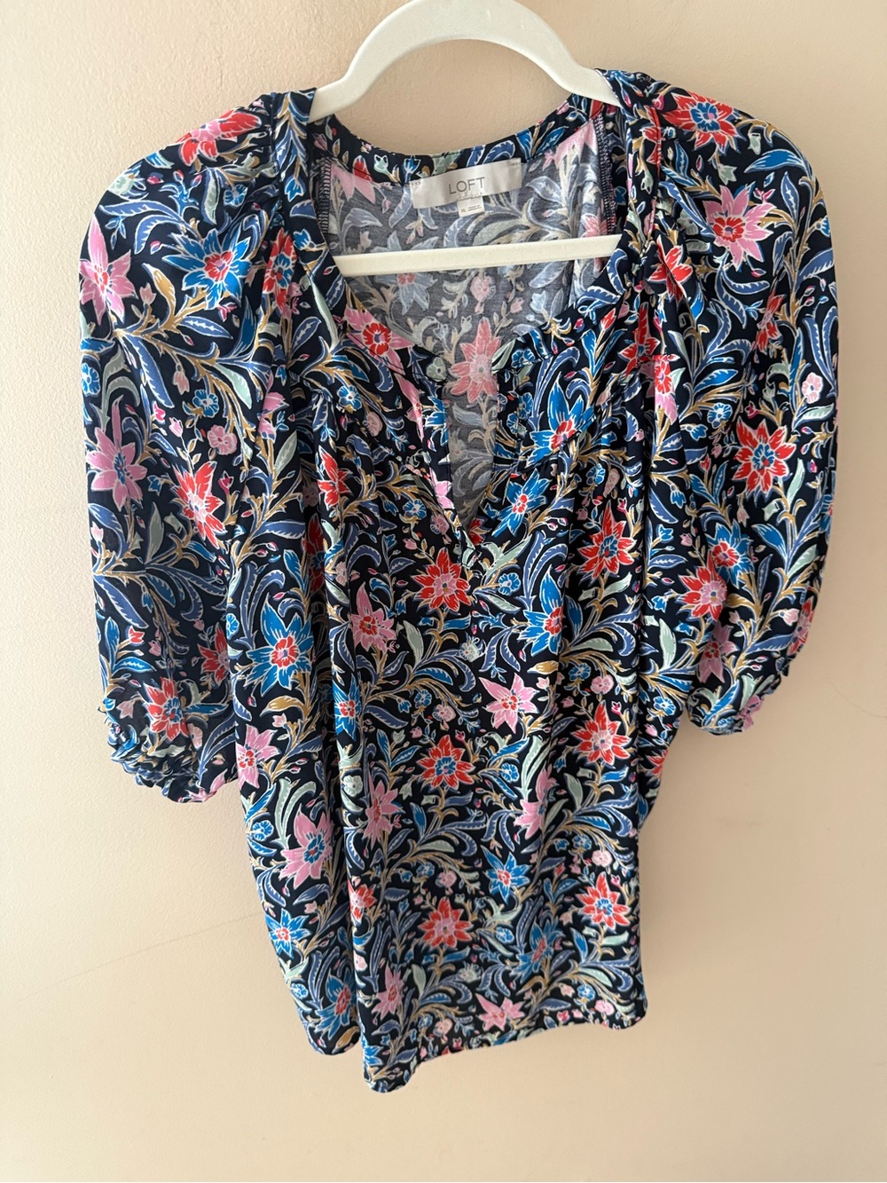 Loft Floral blockPrint Blouse Size XL
